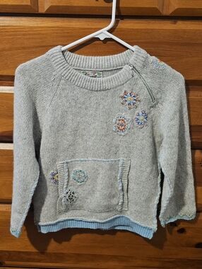 FREE PEOPLE Girls Medium Sweater Wool Angora Patchwork Embroidery